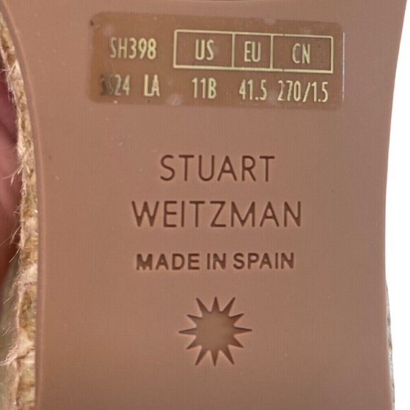 Stuart Weitzman Braida Espadrille Wedge Sandal Tan Leather Women 11B Made Spain - Picture 9 of 10